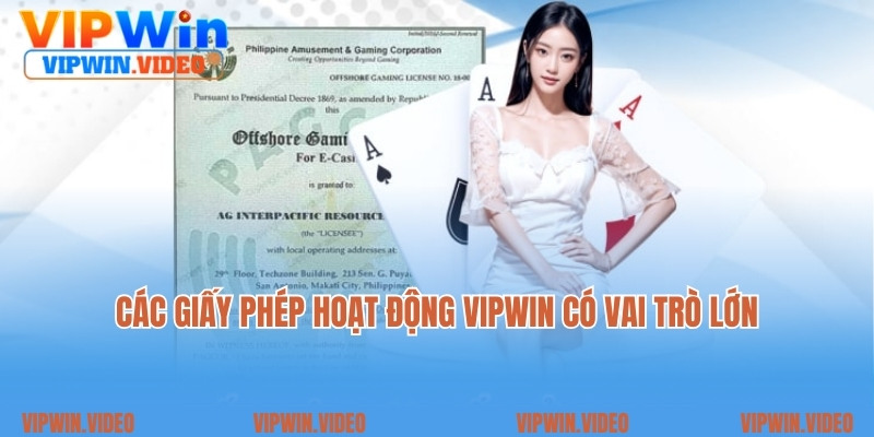 Các giấy phép hoạt động Vipwin có vai trò lớn